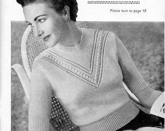 Charmingly Simple • 1950s Knitting Lace Pullover Sweater Top Patterns • 50s Vintage Pattern • Retro Women's Knit Digital PDF