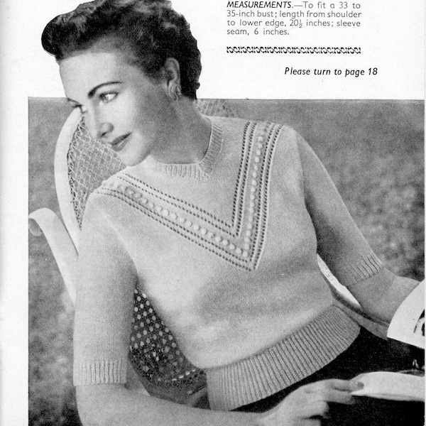 Charmingly Simple • 1950s Knitting Lace Pullover Sweater Top Patterns • 50s Vintage Pattern • Retro Women's Knit Digital PDF