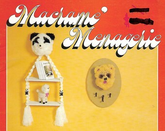 Vintage Makramee Anleitung PDF Tier, Haustier, Zoo, Hase, Hund, Teddy, Bär