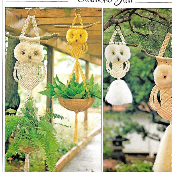 Macrame Owls • 1970s Vintage Macrame Owl Animal Zoo • Macrame Plant Hanger Wall Hanging Hanger • Pattern Book Booklet 70s Vintage Books PDF