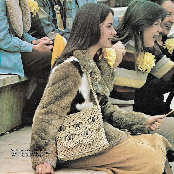 Touch Down Macrame Purse • 1970s Bags Design Handbag Designs Bag Patterns • Instruction Pattern Book 70s Vintage • Instant Download PDF