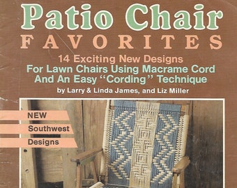 Macrame Patio Chairs • 1970s Macrame Lawn Chair Folding Deck Furniture Home Ottoman • Pattern Book Booklet • 70s Vintage Books PDF