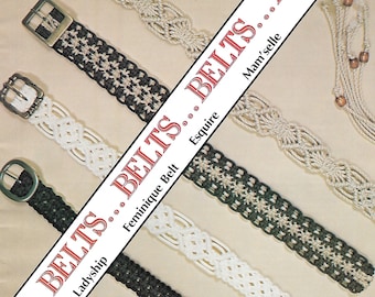 Macrame Belt • 1970s Macrame Belts Design Purse Designs Accessory Patterns • Market Bag How To Instruction Pattern Book 70s Vintage PDF
