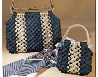 Glamour + Fille Purse • 1970s Macrame Bags Design Handbag Designs Purse Patterns • Bag How To Instruction Pattern Book 70s Vintage PDF