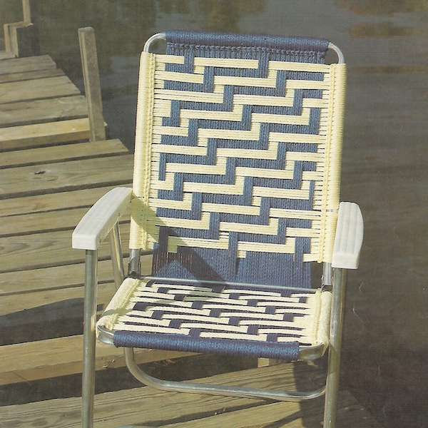 Sail Away Macramé Chair • 1970s Macrame Patio Lawn Chair Ottoman Folding Deck Furniture Home • Pattern Book Booklet 70s Vintage PDF