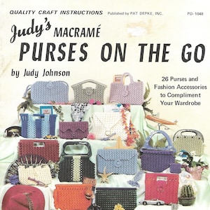 Makramee Geldbörsen On The Go • 1970er Jahre Makramee Taschen Design Handtaschen Designs Taschen Schnittmuster • Geldbörse Musterbuch 70s Vintage • Digitaler Download PDF