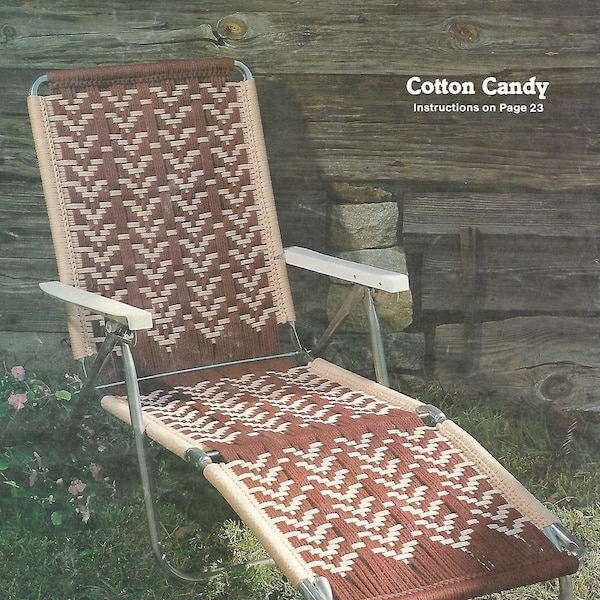 Cotton Candy Recliner Macramé Chair • 1970s Macrame Reclining Patio Lawn Chair Folding Deck Furniture Home • Pattern Book 70s Vintage PDF