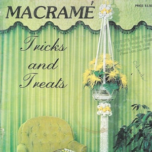 Macramé Tricks & Treats • 1970s Macrame Owl Patterns Book • Boho Home Decor Pattern Booklet • 70s Vintage Pot Plant Hanger • Download PDF