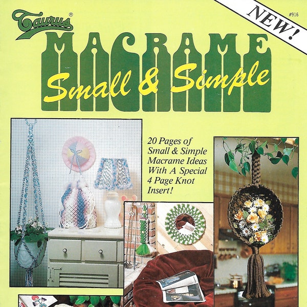 Macramé Small & Simple • 1970s Macrame Patterns Book • Boho Home Decor Pattern Booklet • 70s Vintage Pot Plant Hanger • Digital Download PDF