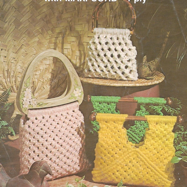 Make A Purse • 1970er Jahre Makramee Taschen Design Boho Handtaschen Designs Taschen Muster • Anleitung Musterbuch 70s Vintage • Instant Download PDF