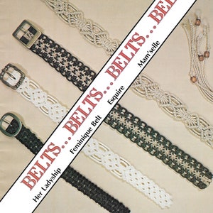Macrame Belt • 1970s Macrame Belts Design Purse Designs Accessory Patterns • Market Bag How To Instruction Pattern Book 70s Vintage PDF