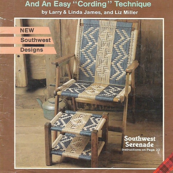 Southwest Serenade Macramé Chair • 1970s Macrame Patio Lawn Chair Ottoman Folding Deck Furniture Home • Pattern Book Booklet 70s Vintage PDF