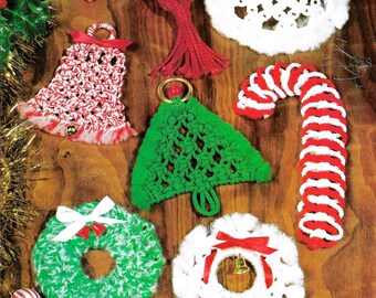 Christmas Macrame Ornaments • Easy 1980s Macrame Patterns Xmas Tree Art Wall Hanging • Christmas Hanger Macrame Pattern Book • Vintage PDF