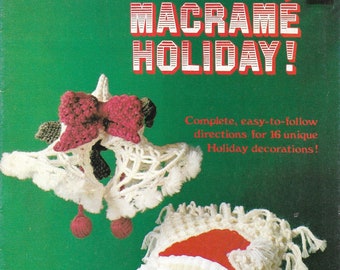 Vintage Makramee Weihnachtsbuch • 1970er Jahre Makramee Muster • Weihnachtsmann Glocken Krippenkranz Baum Weihnachtsbuch • 70er Jahre Digitaler Download PDF
