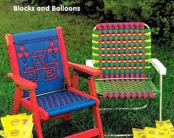 Kids Macrame Chairs • DIY Macrame Chair Pattern Patio Lawn Chair Folding Deck Furniture Ottoman • Pattern Book Booklet 70s Vintage Books PDF