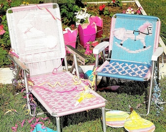 Kids Macrame Chairs • DIY Macrame Chair Pattern Patio Recliner Lawn Chair Deck Furniture Ottoman • Pattern Book Booklet Vintage Books PDF