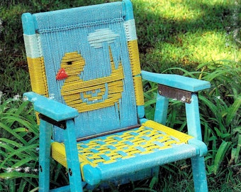Kids Macrame Chairs • DIY Macrame Chair Pattern Patio Lawn Chair Folding Deck Furniture Duck • Pattern Book Booklet 70s Vintage Books PDF