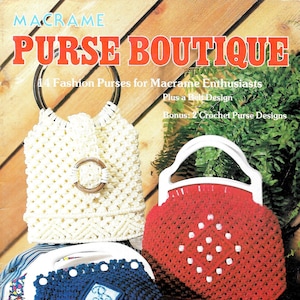 Boutique de bolsos de macramé • Bolsos de macramé de los años 70 • Cinturón para bolso y bolso • Instrucciones para hacer nudos • Libro de patrones de macramé en PDF • Vintage de los años 70