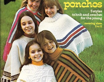 Kid's Ponchos • 1970s Crochet Poncho Beach Coverup Wrap Shawl Top Pattern • 70s Vintage Crocheting Women Retro Patterns Digital PDF Download