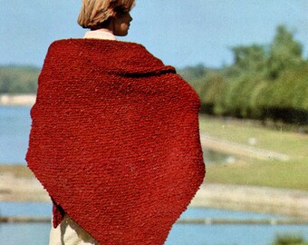 Very Simple Shawl • 1970s Knit Cape Wrap Pattern • Vintage 70s Knitting Wedding Stole Patterns • Retro Yarns • Instant Download