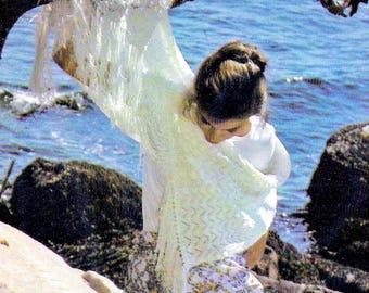 1970s Shawl Knitting Pattern PDF • Wedding Shawl, Lace Stole, Boho, Festival, Sport Yarn • 1978