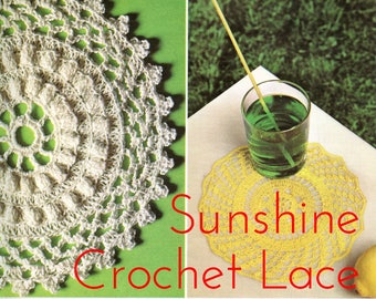 Sunshine Lace • 1970s Crochet Table Mats Patterns • Vintage 70s Crocheting Home Set Pattern