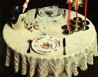 Candlelit Dinner • 1970s Lace Knitting Tablecloth Patterns • Vintage 70s Knit Pattern