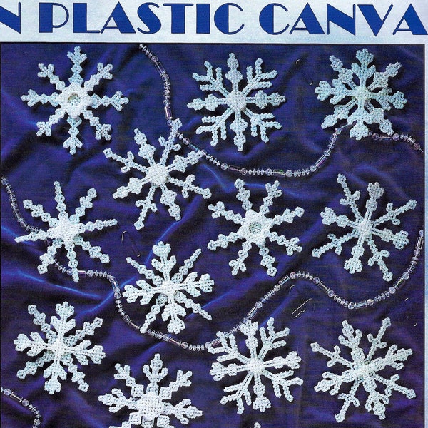 Vintage Plastic Canvas Pattern Book PDF Digital Download • Winter Snowflake Snow Flake Christmas Ornament Magnet Plastic Canvas Pattern