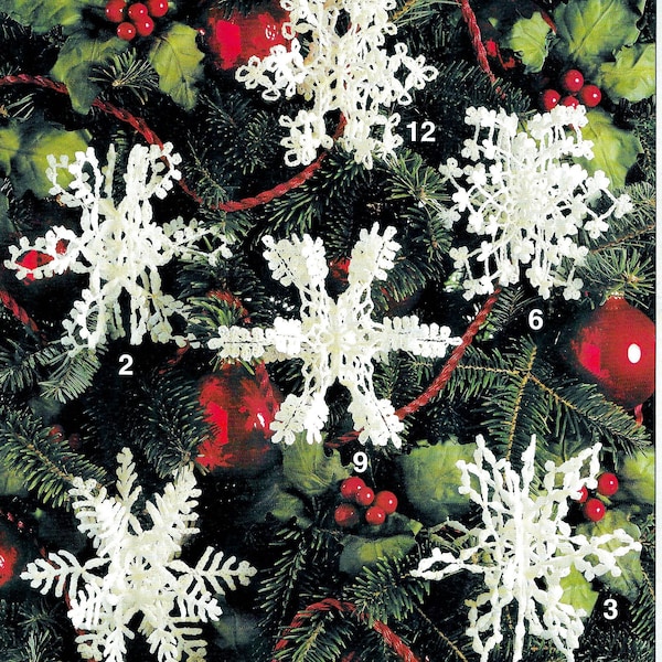 14 Christmas Crochet Snowflake Pattern Book PDF Digital Download • Vintage Crochet Christmas Ornament Lace Snowflake Patterns Xmas Tree Noel