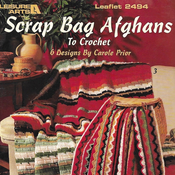 Vintage Crochet Afghan Pattern Book • Scrap Bag Afghans • Lapghan Ripple Granny Square Crochet Blanket Pattern • PDF ebook Digital Download