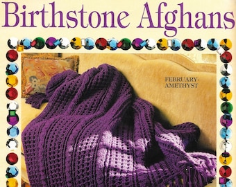 Vintage Crochet Afghan Pattern Book PDF Download • Birthstone Birth Stone Lapghan Worsted Weight Crochet Blanket Pattern • Lace Crochet