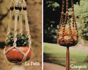 Vintage Macrame Pattern PDF • 1970s Easy Beginner Macrame Elegance IV 4 • Beaded Hanging Plant Hanger Large Pot Holder Pattern Book Tutorial