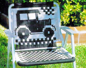 Macraméstoelen • Vintage macramé tuinstoel patroonboek pdf • Opklapbaar terrasmeubilair antieke auto doe-het-zelf Instructies voor het herstellen van de tuinstoel