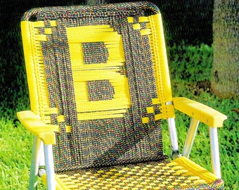 Macrame Chairs • Vintage Macrame Patio Lawn Chair Pattern Book PDF • Folding Deck Furniture Alphabet ABC DIY Recover Lawn Chair Instructions