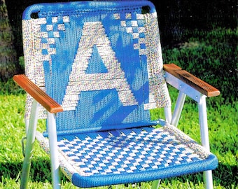 Macrame Chairs • Vintage Macrame Patio Lawn Chair Pattern Book PDF • Folding Deck Furniture Alphabet ABC DIY Recover Lawn Chair Instructions
