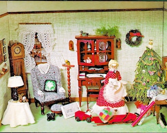 Vintage Miniature Dollhouse Pattern Book PDF • Christmas Doll House Xmas Toy 1:12 Scale Mini Bathroom Miniature Furniture Nursery Chair Lamp