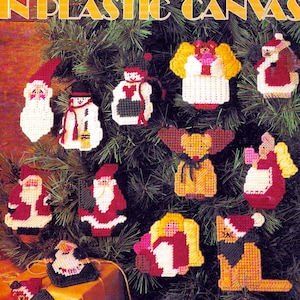 Vintage Plastic Canvas Pattern Book PDF Digital Download • Christmas Ornament Plastic Canvas Pattern • Xmas Santa Snowman Tree Noel Magnet