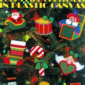 Vintage Plastic Canvas Pattern Book PDF Digital Download • Christmas Ornament Magnet Plastic Canvas Pattern Xmas Santa Snowman Tree Stocking