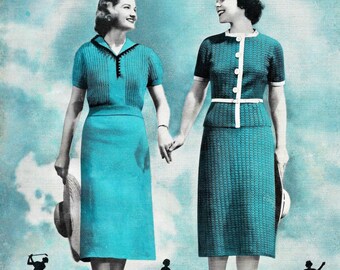 1930s Dress Crochet Pattern PDF • Vintage Women's Sweater, Blouse, Skirt • 1937