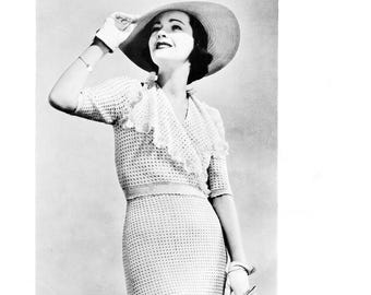 1930s Dress Crochet Pattern PDF • Bust 34" • Women's Crochet Skirt, Blouse, Crocheted Suit • 1937