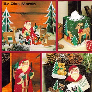 Vintage Plastic Canvas Patroonboek PDF • Kerst Plastic Canvas Patroon • Kerst Tissue Box Patronen Kerstman Magneet Ornament Boom Kaarthouder