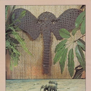 Elefant • 1970-tals Makramé Väggbonad Konst Djurmönster • Knutar Instruktionsmönsterbok 70-tals Vintage • Retro PDF
