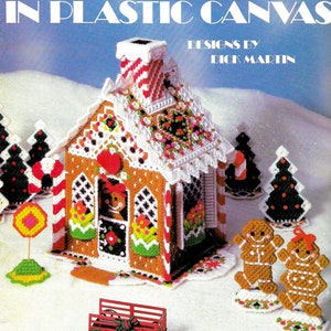 Vintage Plastic Canvas Pattern Book PDF • Christmas Gingerbread Village Pattern Plastic Canvas Patterns Winter Town Xmas Doll House Shop Toy