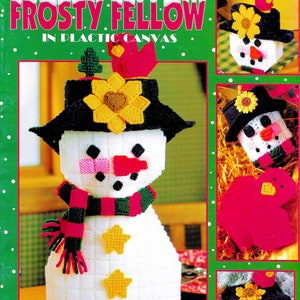 Vintage Plastic Canvas Pattern Book PDF • Christmas Plastic Canvas Pattern • Xmas Magnet Coaster Snowman Tissue Box Cover Ornament Cardinal