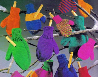 Vintage Mitten Knitting Pattern PDF Book • Kids Women's Men's Knit Mitt Pattern • Easy Worsted Weight Knitted Mitten Pattern Kid's Woman Man
