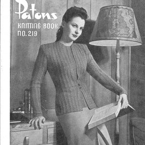 Eventide Twinset • 1940s Knitting Knit Cardigan Pullover • 40s Patons 219 Vintage Pattern • Retro Women&#39;s Digital PDF