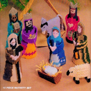 Vintage Nativity Plastic Canvas Pattern Book PDF Digital Download • Christmas Mary Joseph Xmas Christ Birth Plastic Canvas Angel Wise Men