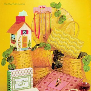 Vintage Plastic Canvas Pattern Book PDF • House Tissue Box Cover Plastic Canvas Pattern Strawberry Recipe Box Bird Teddy Bear Bargello Purse