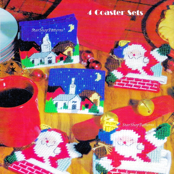 Christmas Plastic Canvas Pattern PDF • Santa Plastic Canvas Snowman Pattern • Xmas Christmas Tree Coaster Village Beginner Plastic Canvas