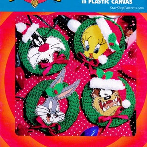 Christmas Plastic Canvas Pattern Book PDF Digital Download • Bird Bunny Cartoon Christmas Ornament Magnet Plastic Canvas Pattern Xmas
